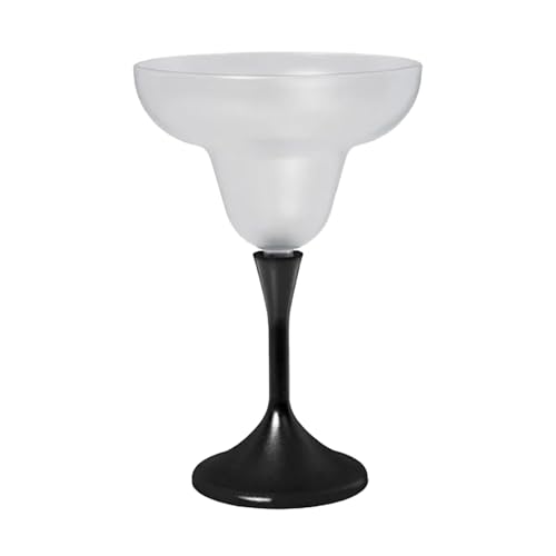 Pack of 18 Frosted Margarita Drinking Glass Black Stem