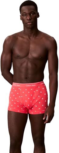 Calvin Klein Herren 3er Pack Boxershorts Trunks mit Logobund, Mehrfarbig (Shoreline/Diamond Logo Punch Pink/B), XL 2