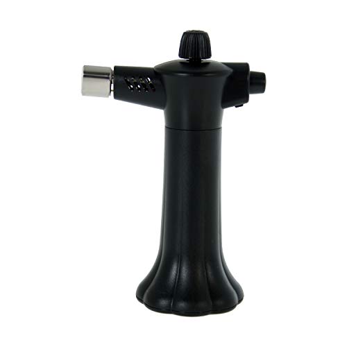 DONREGALOWEB Chalumeau de cuisine en métal et acrylique à gaz décoré de couleur noire