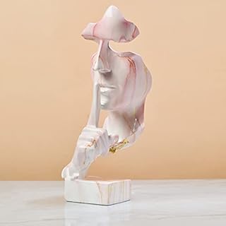 Statue Ornaments - Resin Creative Abstract Character Sculpture - Modern Living Room Home Office Decor Accessories / Gift - Retro Art Human Face Figurines,Pink Gold