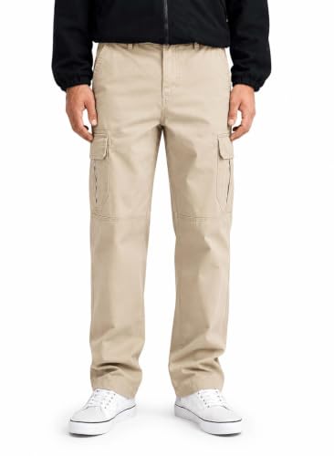 Image of Lymio Men Cargo | Cotton Cargo Pants for Men | Regular Fit High Rise Solid Pants (117-120)