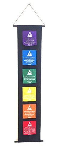 Oma Buddha Tibetan Prayer Flag Banner Wall Art Hanging Decor Rainbow Chakra Motivational Inspirational Affirmation Wall Banner Scroll #TOP6