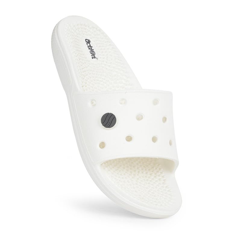 Image of ACTION Men's Acupressure EVA Slide Slippers | Lightweight | Massage Footbed | Anti-Skid Sole | Waterproof | Quick Dry | Indoor & Outdoor Comfort Slides