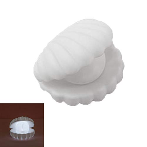 KingbeefLIU Juguete Educativo Concha Forma De Perla Luz De Noche Lámpara Romántica Mesita De Noche Regalo De Escritorio Adorno para El Hogar Blanco Cover