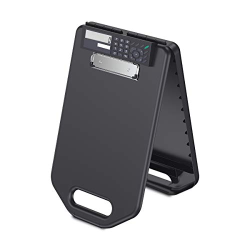 Calculator Plastic Storage Clipboard with Handle, Compartment Hold 200 Letter Sized Paper Enclosed