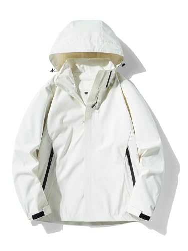 Image of Men's Waterproof Windbreaker with Removable Hood Lightweight Rain Coats for Casual Hiking Cycling