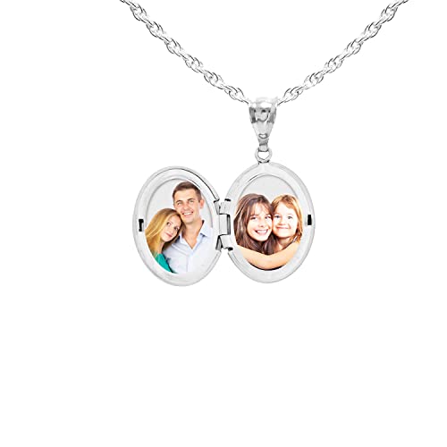 PicturesOnGold.com Sterling Silver & Yellow Gold Filled Oval Forever in My Heart Locket Necklace for Women with 18 Inch Chain - Cute Necklaces Custom Picture Necklace for Women, Sterling Silver - Thumbnail 7