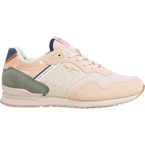 Pepe Jeans London Print W, Sneak Mujer, Marrón Arena Beige, 36 EU