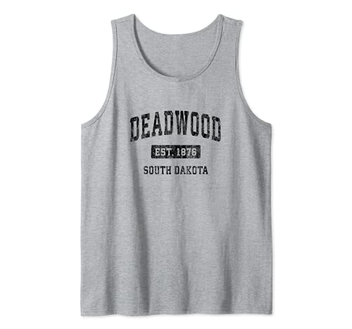 Deadwood South Dakota SD Vintage Sports Design Negro diseño deportivo Camiseta sin Mangas