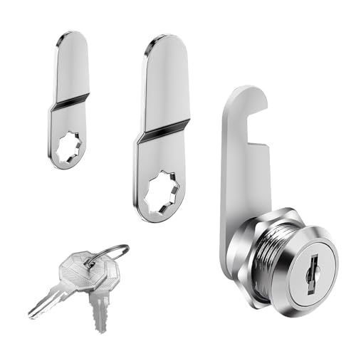 vgggrd Serrure de boîte aux lettres de 16 mm avec 2 clés et 3 plaques de serrure différentes, serrure à levier pour portes d'armoire, meubles, boîtes aux lettres