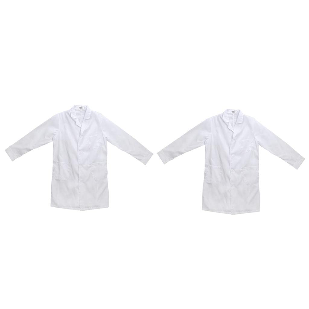 myaddiction 2 Pieces Men's Long Sleeve Cotton Blend White Scrubs Lab Coat Hospital Doctor Uniforms Workwear Clothes M LClothing Shoes & Accessories | Uniforms & Work Clothing | Lab Coats-picture-17