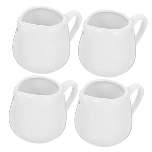 HOLIDYOYO 4 Pcs Ceramic Sauce Jugs with Handle 100ml Kitchen Sauce Containers for Cream Dressing and Condiments for Home or Restaurant Use