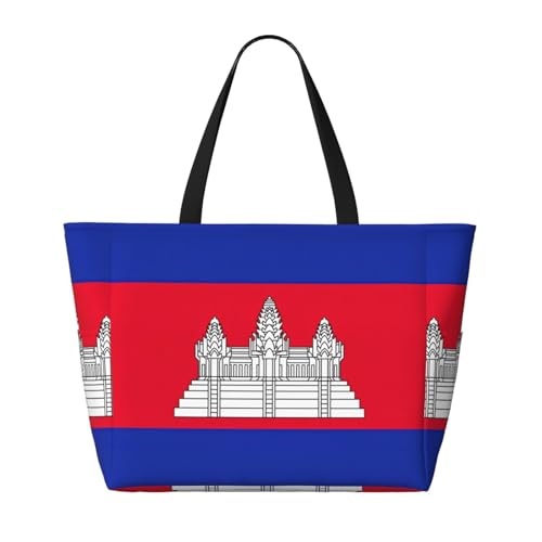 Cambodia Flag Print Each Travel Bag Large Capacity Tote Bags Foldable Pool Bag Zipper Handbags Vacation2