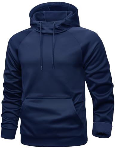 MAGCOMSEN Mens Hoodies Pullover Sweatshirts Soft Moisture Wicking Running Athletic Hoodies for Men With Kangaroo Pocket Navy L