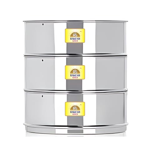 Image of Rakesh Gold Stainless Steel Cooker Container /Cooker Separator | Stackable, Food Grade, Rust-Free, Easy to Clean (cooker separator, Suitable for 9 & 10 litre Cooker)