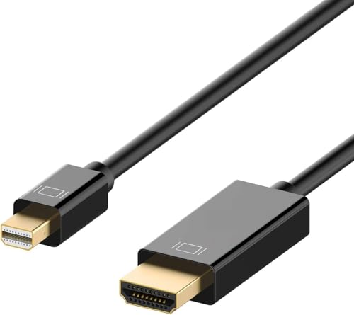 Image of ATEVON 1.5M Mini DisplayPort to HDMI Cable - Gold-Plated Connector, Thunderbolt Compatible Adapter for MacBook, iMac, PC to HDTV, 4K Video Support- Multicolor