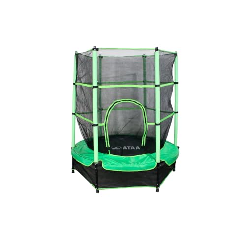 Cama elástica infantil ATAA 140 - trampolim para meninos e meninas, com rede de segurança ideal para interior e exterior (verde)
