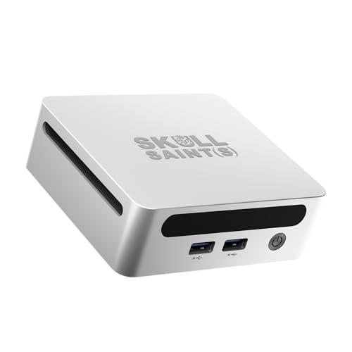 Image of SKULLSAINTS CoreX Mini PC Powered by Ryzen Series, Triple Display Support, Wi-Fi 6E, Bluetooth 5.3, Compact Design, Metal Mini PC (Silver, Ryzen 7 4800H, 32+1T)