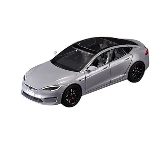 Juguete Coche 1 24 Escala para Tesla Model S Modelo De Coche De Aleación con Sonido Y Luz Ornamento De Control Central No Control Remoto Modelos(Gray)