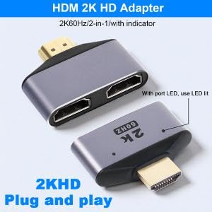 Image of ZORBES HDMI 1 in 2 Out Splitter Adapter, 2K@60hz HD Display Bi-Directional Selector Switcher, HDMI 1 Male to 2 Female Connector with LED Light for TV, Monitor, Laptop, DVD and Other Devices
