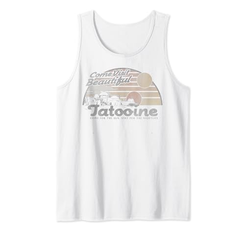 Débardeur Star Wars Tatooine haut col rond vintage imprimé pour fan de science-fiction