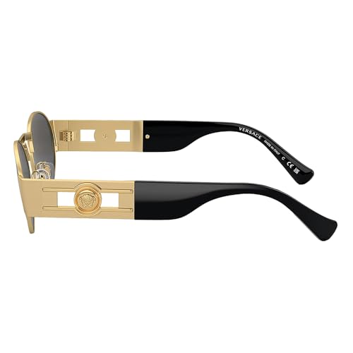 Versace Unisex Sunglasses Matte Gold Frame, Dark Grey Lenses, 56MM3