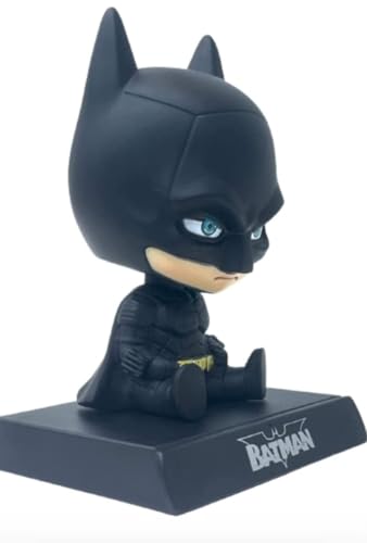 Image of Super Hero Action Figure Limited Edition Bobblehead with Mobile Holder for Car Dashboard, Office Desk & Study Table (New Batmen)