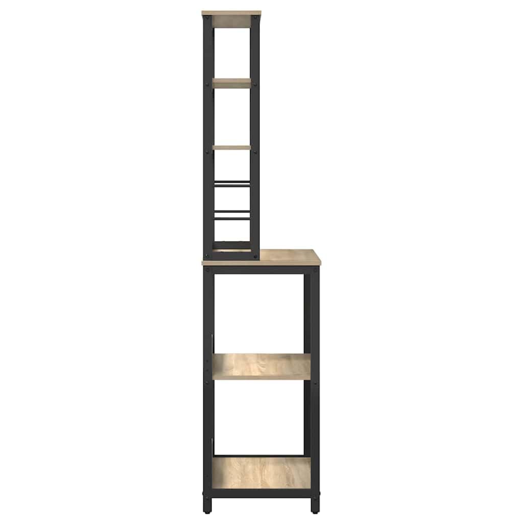 Industrielles Standregal Küche aus Holzwerkstoff mit Stahlrahmen, 60 x 40 x 168 cm, freistehendes Industrieregal für Kochutensilien und Deko, pflegeleicht