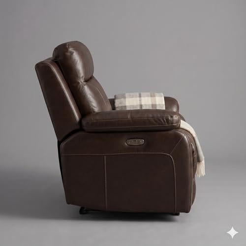 Image of Amazon Brand - Solimo Elira | Single Seater Sofa Recliner | Manual Recliner (Leatherette Brown)