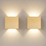 2 Piezas Apliques de Pared Interior Madera Aluminio 7W 4000K Blanco Neutro