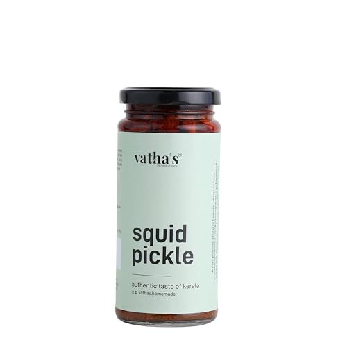 Image of Vathas Squid Pickle | Traditional Kerala Style Koonthal Achar | Spicy & Tangy Seafood Pickle | Homemade Taste | No Artificial Preservatives | 225g