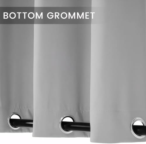 Rideau d'extérieur à double œillets coupe-vent et isolant thermique gris - 7