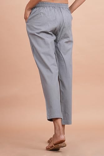 Image of Women's Cotton Ankle Fit Trouser Pants for Women & Girls | Women Regular Fit with Two Pocket Trouser for Office School Formal Casual Daily Use