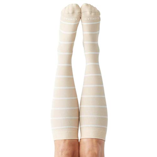 COMRAD | Premium and Stylish Compression Socks for Multipurpose Wear (Almond/Milk Stripe, Small)