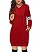 VONDA Vestito Donna Invernale Manica Lunga Felpa con Cappuccio con Cappuccio Abito Mini in Maglione Tinta Unita D-Rosso XL