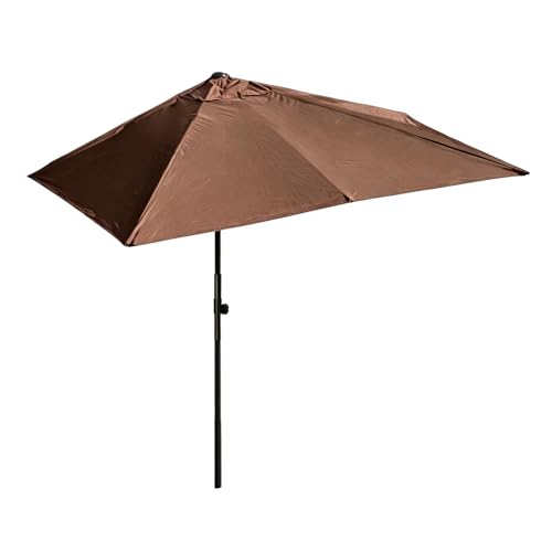 WNGJZZYC Parasol Semirrectangular Autoportante Con Altura Ajustable, Sombrilla Solar Bloqueador UV E Hidrófugo Con Elevación Manual, Adecuado Para Balcón Y Porche(Brown)