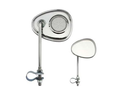 Lowrider V Mirror Chrome Clear Reflectors. Bike Mirror, Bicycle Mirror, Beach Cruiser, Chopper, Limo, Stretch Bike, BMX, Track, Fixie, Mountain Bikes