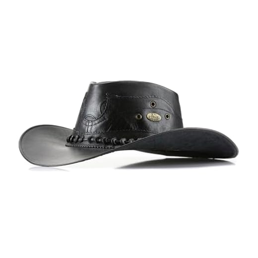 1651KP-Chapéu Unissex Estilo Americano em Couro Legitimo Linha Barretos (BR, Alfa, M, Preto)