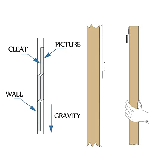 Image of French Cleats 12 inch - Supports 80 lbs - Heavy Duty Z Bar Hanger for Pictures, Mirrors, and Art - Alloy Steel French Cleat Picture Hanging Kit for Panels,Shelf, Cabinet (2Pairs)