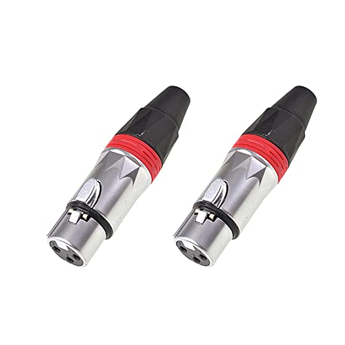 Image of MX 3 Pin XLR connector Microphone Connector pin Pure Copper Nickel Plated Pins1 for High Conductivity microphone cable connector PERENT (3 PIN CHROME PLATED, Pack of 2, Female Connector)