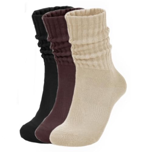Image of Slouch Socks Cream Scrunch Womens Sweater Cozy Cotton Crew Retro Boot Calf Sock