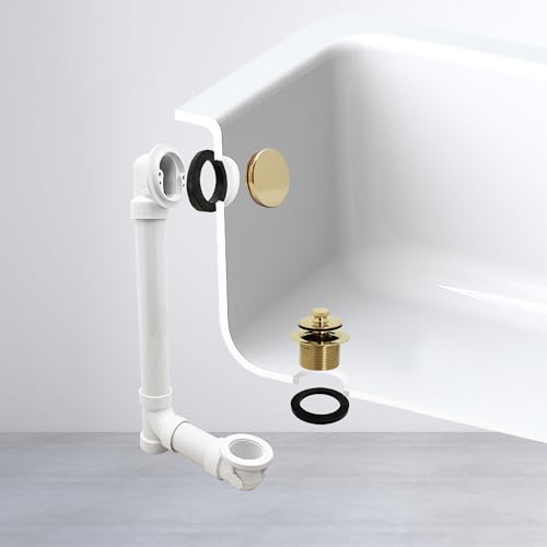 Westbrass A494244H-01 Sch. 40 PVC Bath Waste & Overflow Assembly with Illusionary Faceplate and Twist & Turn Drain Plug, Polished Brass by Westbrass - Used condition - Image 6