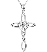 Celtic Knot Cross Pendant Necklace Sterling Silver Religious Irish Infinity Love Heart Irish Celt...