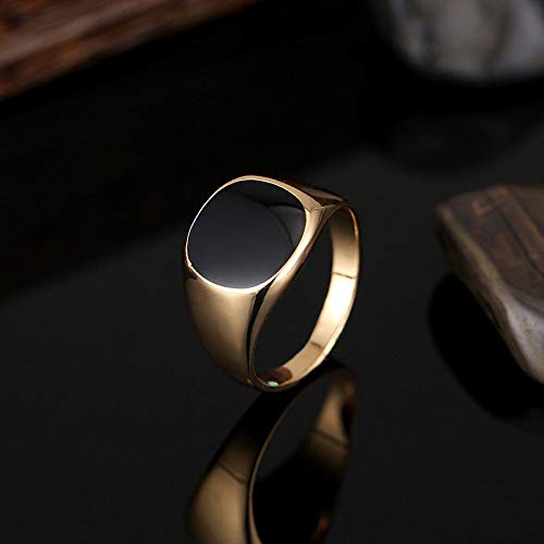 ANEL MASCULINO DOURADO PEDRA ONIX AÇO TITÂNIO A1742 (25)