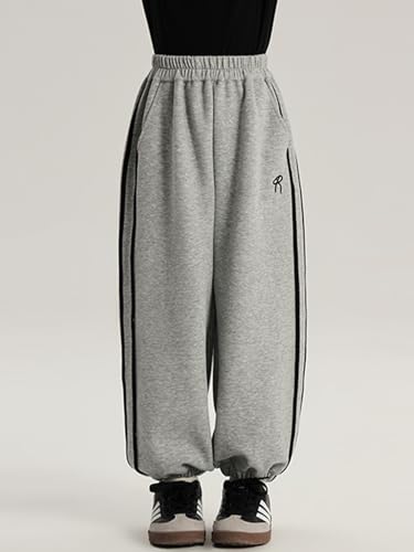 Image of 2026 Premium Girls Jogger Pants with Side Stripes & Elastic Waist & Pockets, Casual Sportswear