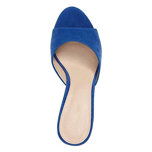 Fericzot Low Heel Mules Slip on Kitten Peep Toe Sandals Dress Pump Slides Backless Slingback Summer Slipper for Women3