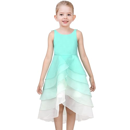 Sunny Fashion Girls Dress Gradient Zigzag Hi-lo Suspender Backless Sleeveless2