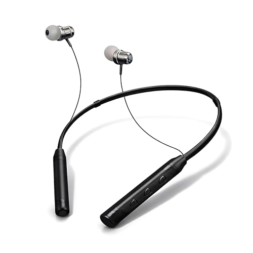 Image of MAK Wireless Neckband Earphones with 12mm Deep Bass, Magnetic Earbuds, Lightweight Ergonomic Design, Bluetooth Connectivity & Long Battery Life, Premium Black Neckband in Black
