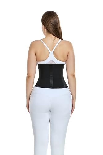 QEESMEI Waist Trainers for Women Belly Fat, Triple Wrap Adjustable Tummy Cincher Ab Belt for Postpartum Recovery, Gym Workout & Daily Tummy Control (Black,Large)