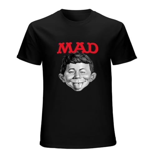 MAD Magazine Alfred E Newman Retro 1970s Men's T-Shirt Black Unisex Mens Tees XXL